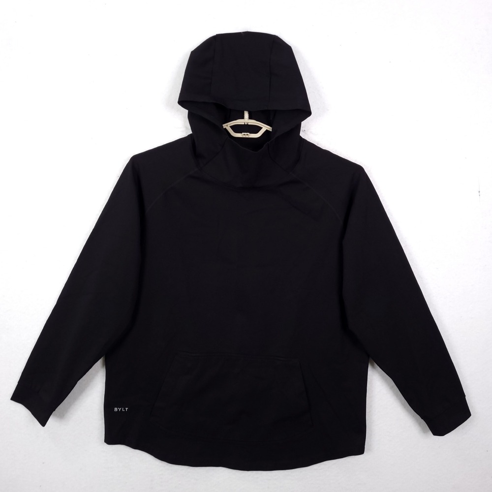 BYLT Premium Basics Drop Cut Pullover Hoodie Mens Size XL Black Raglan Sleeve